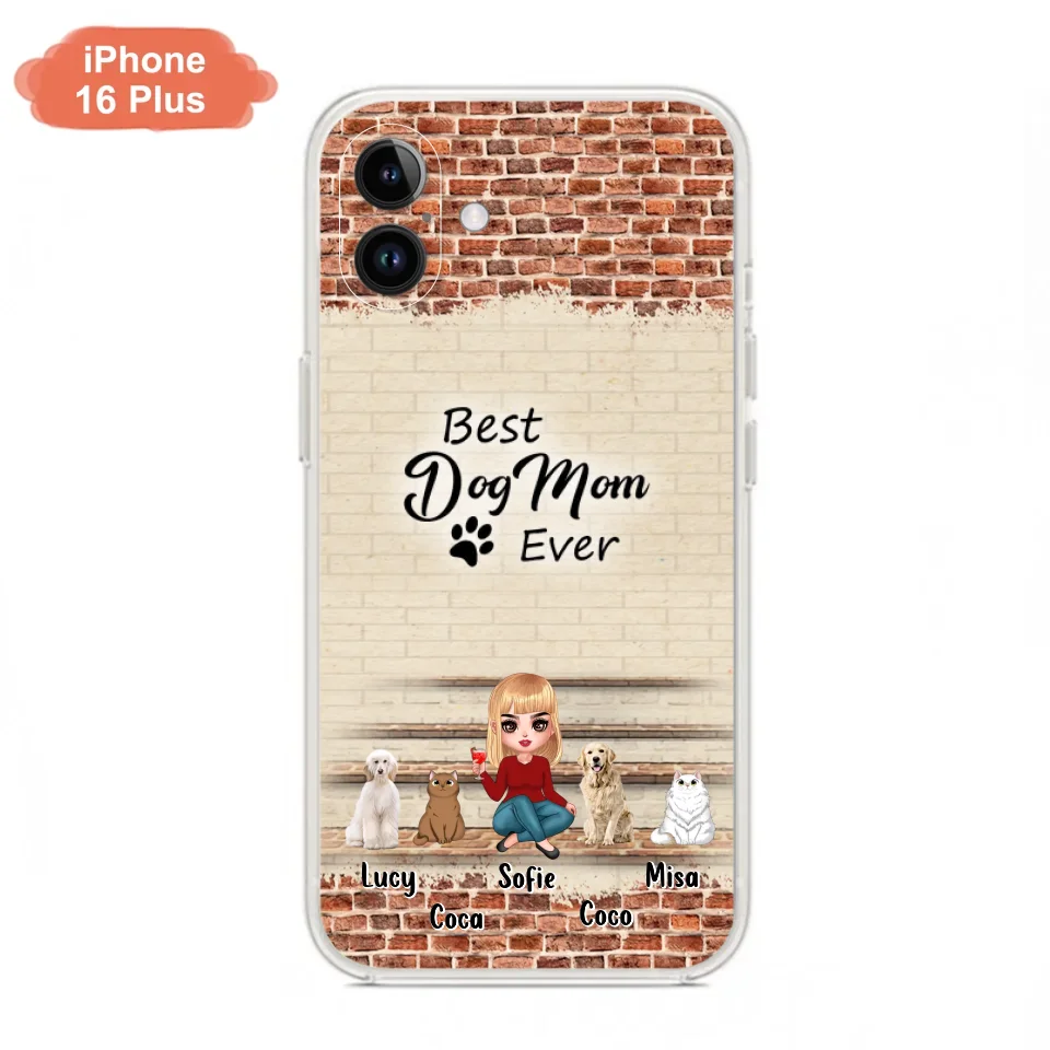 Custom Personalized Dog/Cat Mom Phone Case - Gift Idea For Dog/Cat Lovers/Mother's Day - Upto 3 Dogs/Cats - Best Dog Mom Ever - Cases For iPhone/Samsung