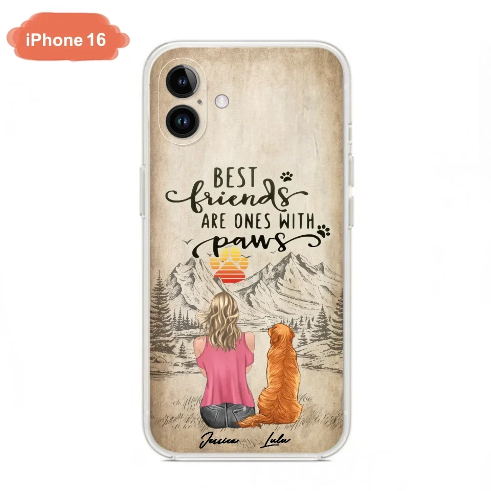 Custom Personalized Dog Mom Phone Case - Upto 5 Dogs - Gift Idea For Mother's Day/Dog Lovers - Best Friends Are Ones With Paws - Case For iPhone And Samsung