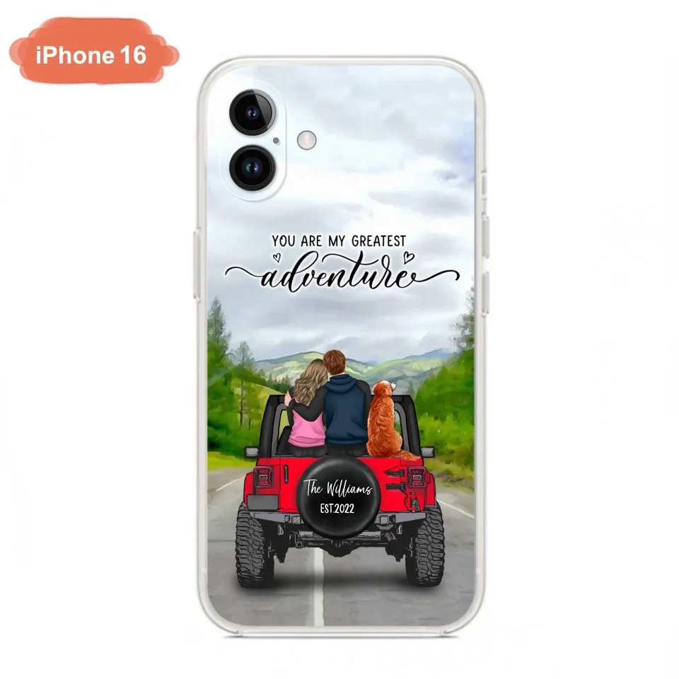 Custom Personalized Off-Road Couple Phone Case - Couple With Upto 4 Dogs- Gift Idea For Couple/ Dog Lover - You Are My Greatest Adventure - Case For iPhone And Samsung