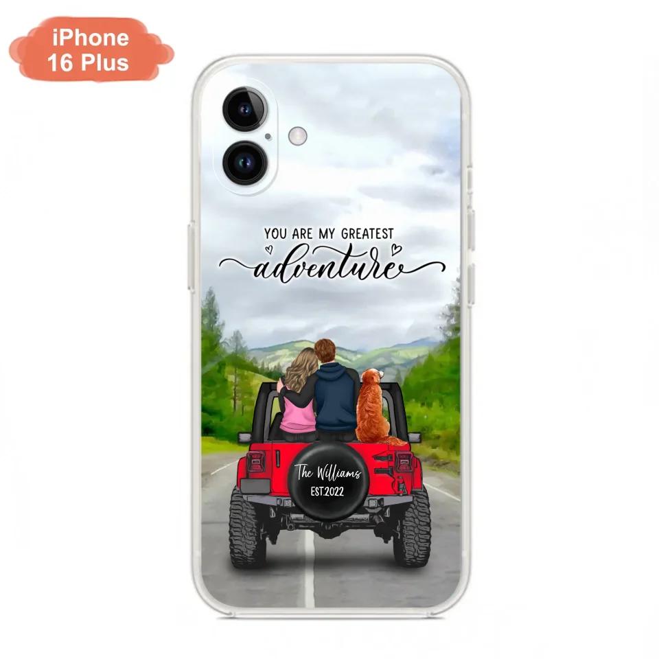 Custom Personalized Off-Road Couple Phone Case - Couple With Upto 4 Dogs- Gift Idea For Couple/ Dog Lover - You Are My Greatest Adventure - Case For iPhone And Samsung