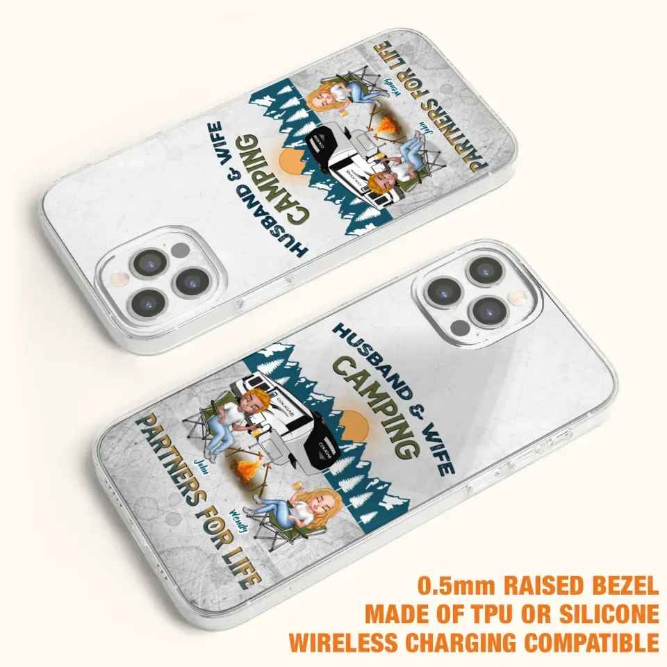 Custom Personalized Camping Friends/ Couple Phone Case For iPhone And Samsung - Upto 7 People - Gift Idea For Friends/ Camping Lover - Husband & Wife Camping Partners For Life