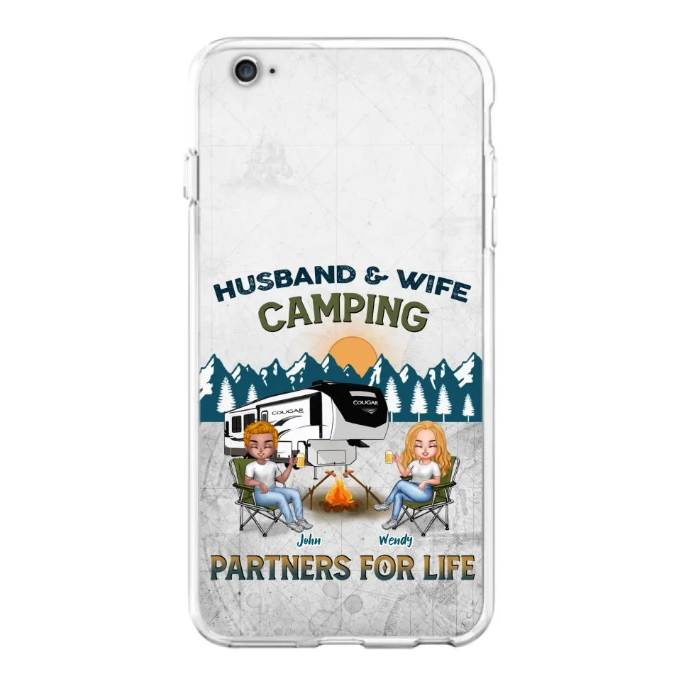 Custom Personalized Camping Friends/ Couple Phone Case For iPhone And Samsung - Upto 7 People - Gift Idea For Friends/ Camping Lover - Husband & Wife Camping Partners For Life