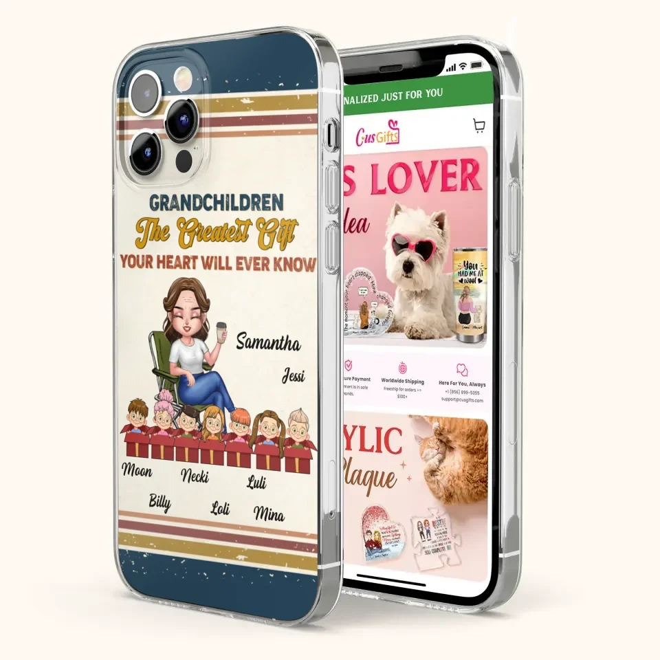 Custom Personalized Grandma Phone Case - Gift Idea For Grandma/Mother's Day - Up To 7 Kids - Grandchildren The Greatest Gift Your Heart Will Ever Know - Cases For iPhone/Samsung