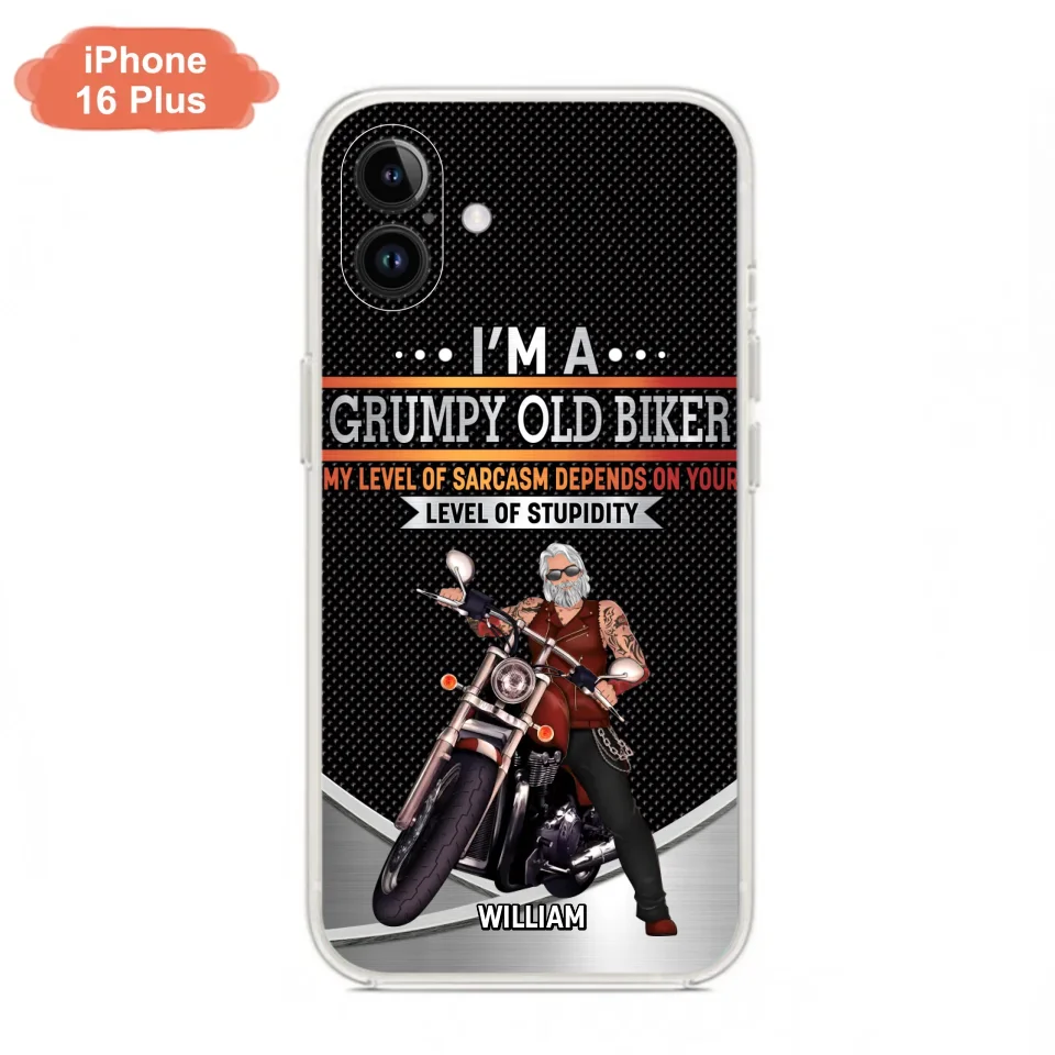 Custom Personalized Old Biker Phone Case - Father's Day Gift Idea for Biker - I'm A Grumpy Old Biker - Case for iPhone/Samsung