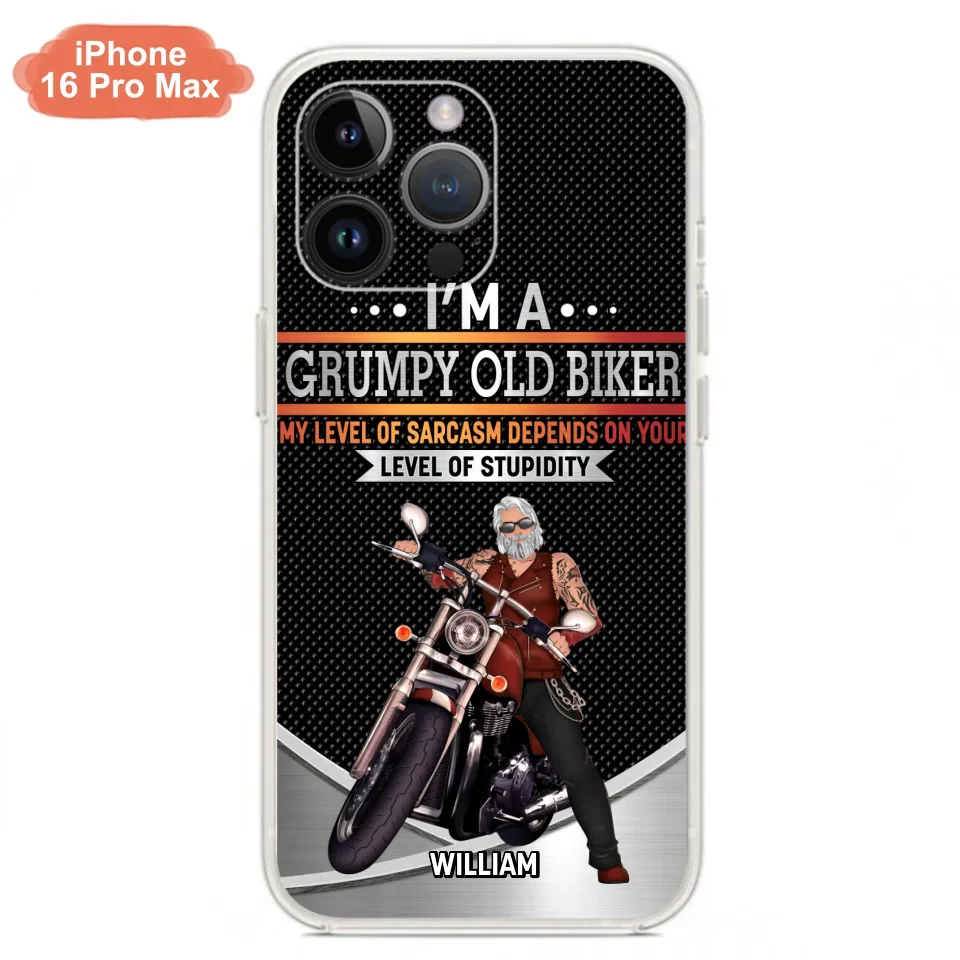 Custom Personalized Old Biker Phone Case - Father's Day Gift Idea for Biker - I'm A Grumpy Old Biker - Case for iPhone/Samsung