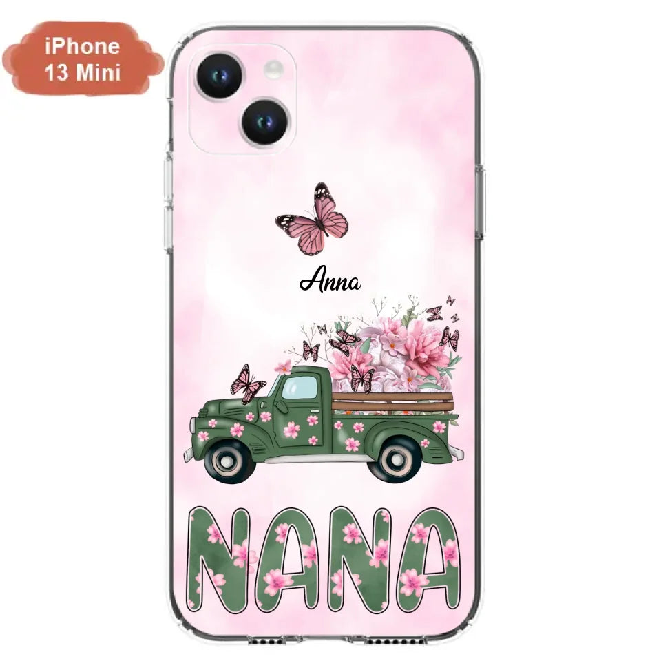 Custom Personalized Nana Phone Case - Gift Idea For Grandma/Mother's Day - Upto 12 Butterflies - Nana - Case For iPhone & Samsung