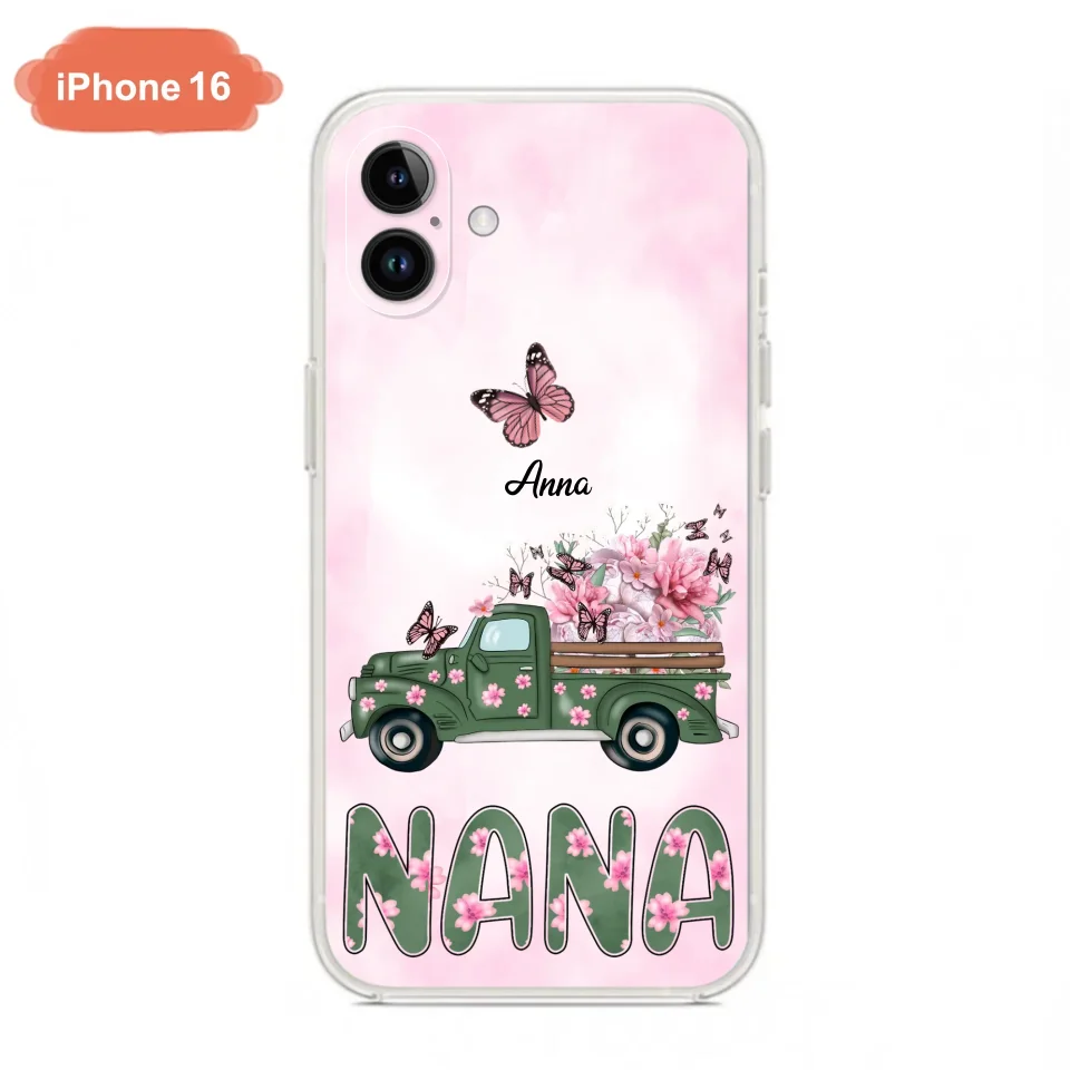 Custom Personalized Nana Phone Case - Gift Idea For Grandma/Mother's Day - Upto 12 Butterflies - Nana - Case For iPhone & Samsung