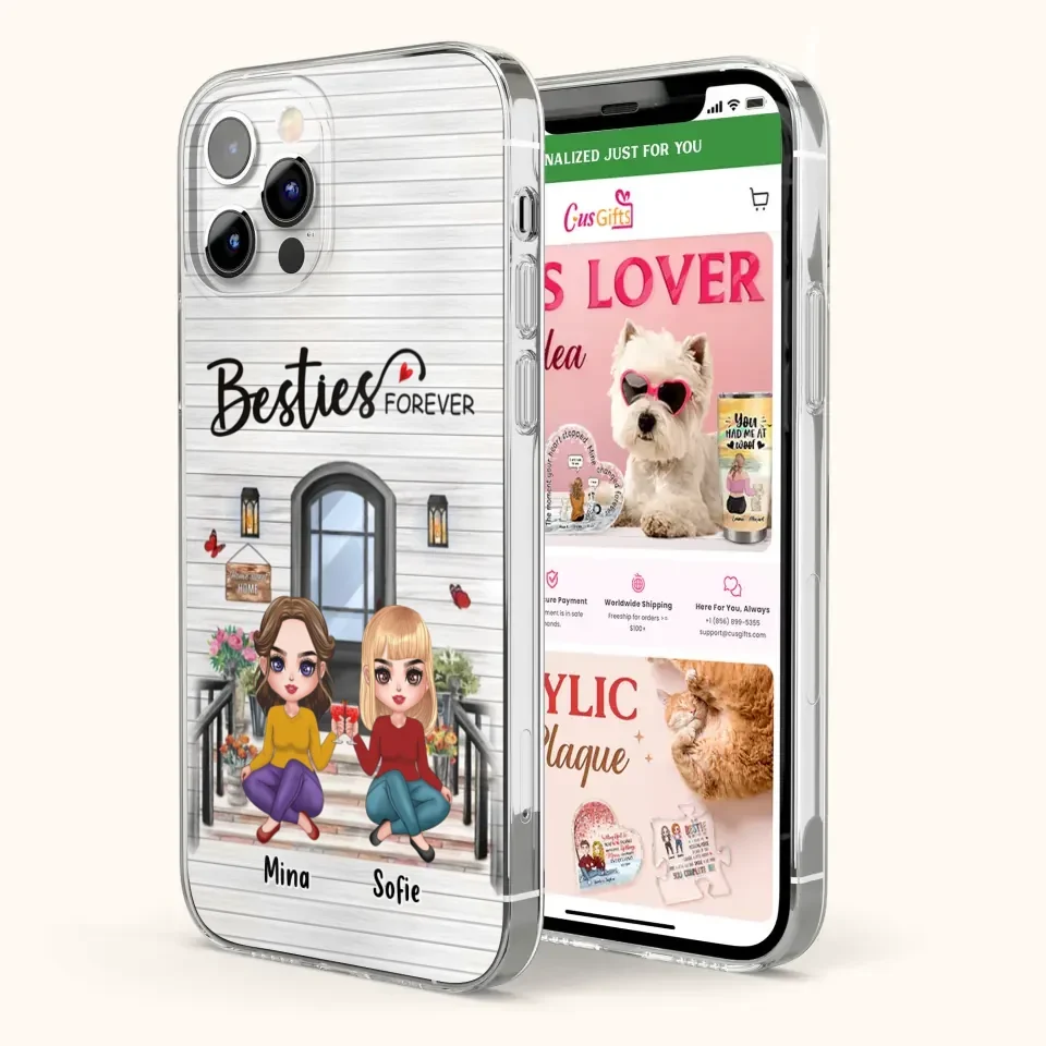 Custom Personalized Besties Sisters Front Porch Phone Case - Upto 5 Women - Gift Idea For Friends/ Besties/ Sisters - Besties Forever - Case For iPhone/ Samsung