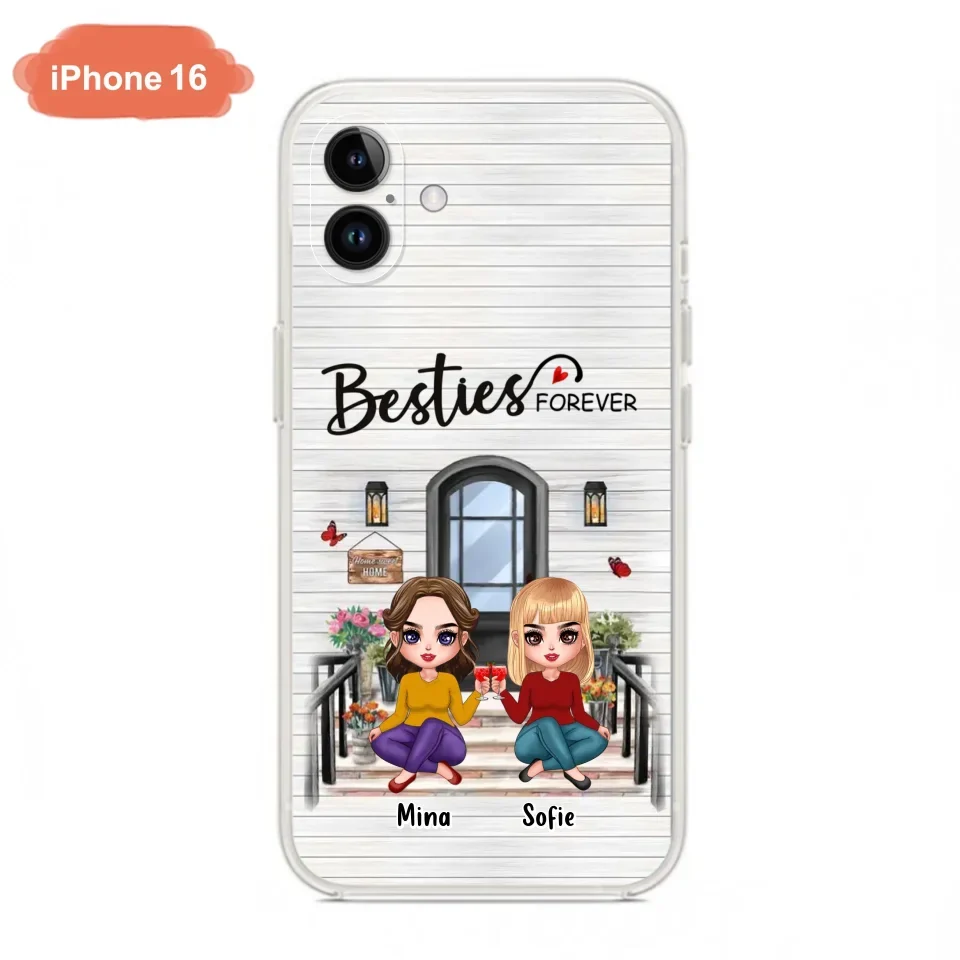 Custom Personalized Besties Sisters Front Porch Phone Case - Upto 5 Women - Gift Idea For Friends/ Besties/ Sisters - Besties Forever - Case For iPhone/ Samsung