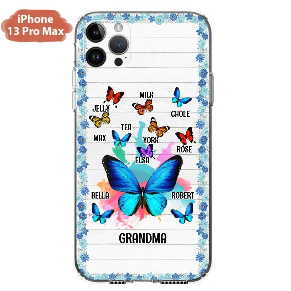 Custom Personalized Butterfly Grandma iPhone/ Samsung Phone Case - Up to 10 Kid's Name - Mother's Day Gift Idea For Grandma
