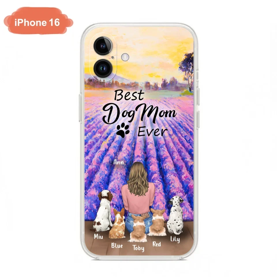 Custom Personalized Dog Mom With Flowers Background Phone Case - Gifts For Dog Lovers With 5 Dogs - You Had Me At Woof - Case For iPhone and Samsung - L4E2ZU