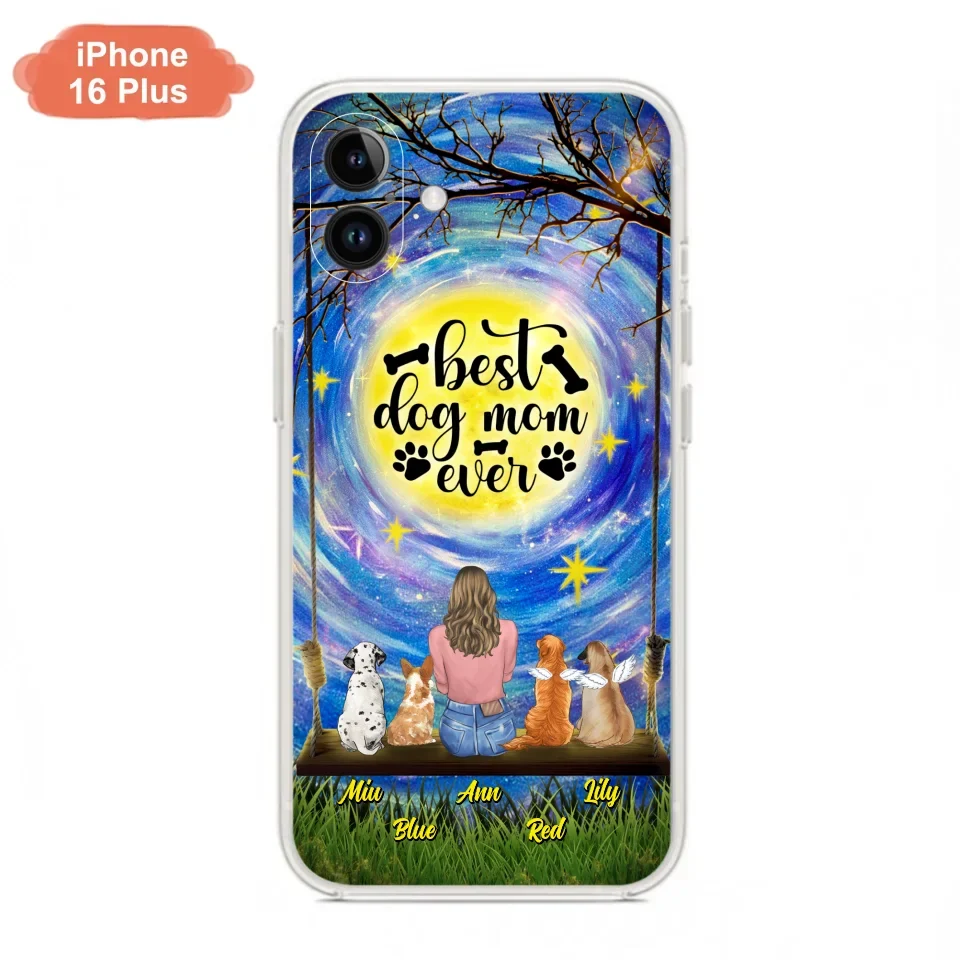Custom Personalized Dog Mom Phone Case - Upto 4 Dogs - Gift Idea For Dog Lovers - I Love You To the Moon And Back - Case For iPhone/Samsung