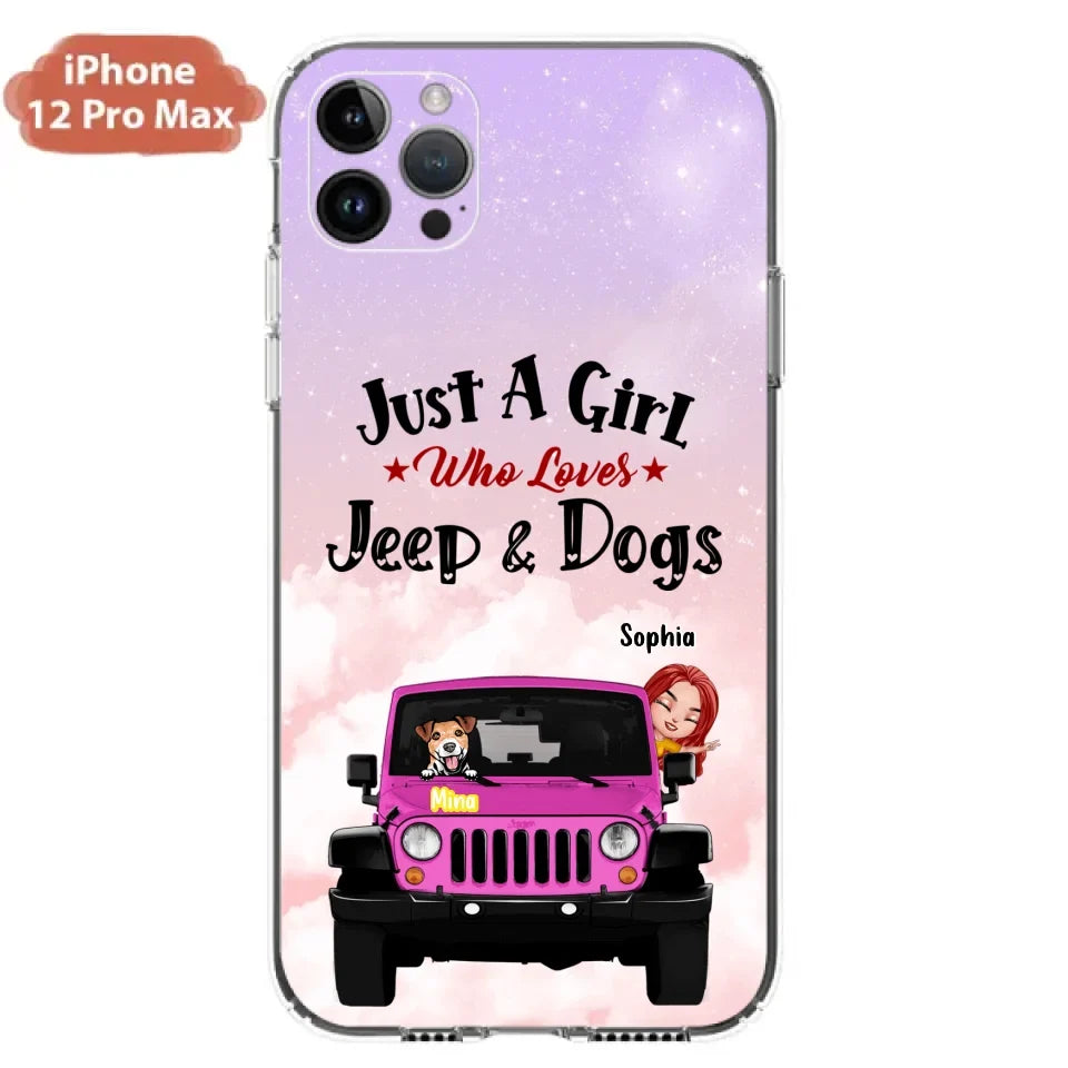 Custom Personalized Dog Mom & Off-road Phone Case- Up to 5 Dogs - Best Gift For Dog Lovers/Mother's Day - Just A Girl - Cases For iPhone And Samsung