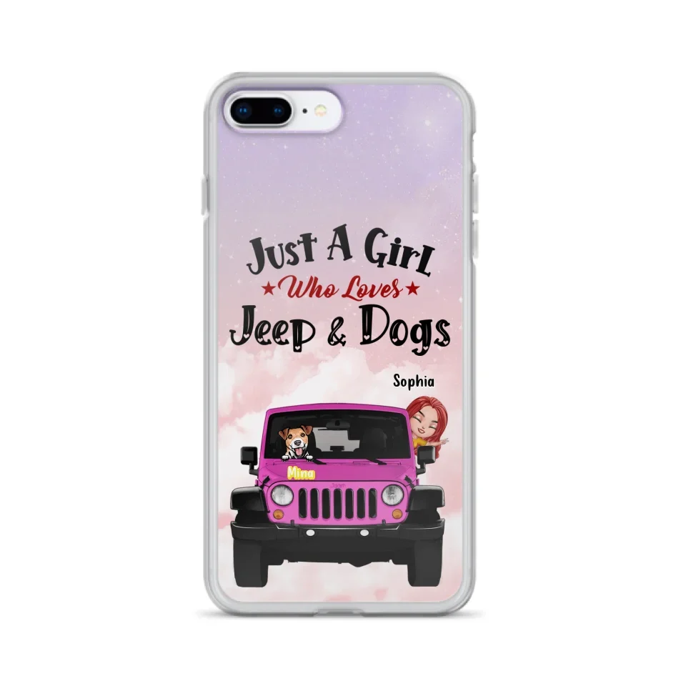 Custom Personalized Dog Mom & Off-road Phone Case- Up to 5 Dogs - Best Gift For Dog Lovers/Mother's Day - Just A Girl - Cases For iPhone And Samsung