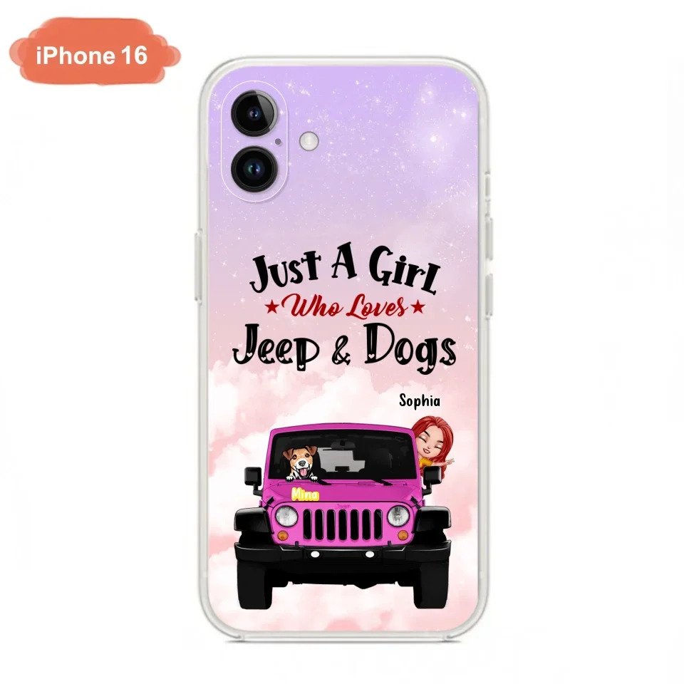 Custom Personalized Dog Mom & Off-road Phone Case- Up to 5 Dogs - Best Gift For Dog Lovers/Mother's Day - Just A Girl - Cases For iPhone And Samsung