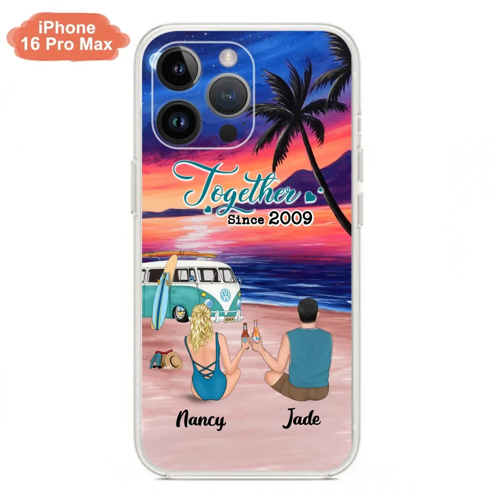 Personalized Beach Camping Phone Case - Gifts For Camping/Dog/Cat Lover With Up to 3 Kids And 3 Pets - This Is Our Happy Place - Case For iPhone And Samsung