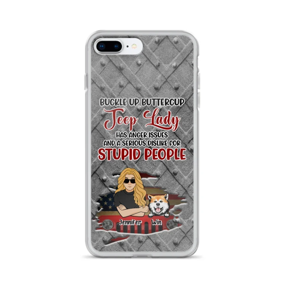 Custom Personalized Off-road Dog Lady Phone Case - Up to 4 Dogs - Gift Idea For Dogs Lover - Off-road Lady Has Anger Issues And A Serious Dislike - Case For iPhone And Samsung
