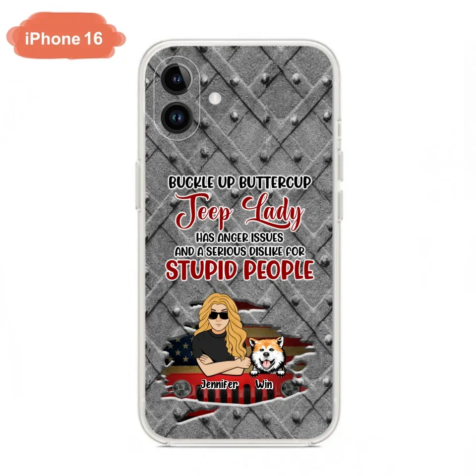 Custom Personalized Off-road Dog Lady Phone Case - Up to 4 Dogs - Gift Idea For Dogs Lover - Off-road Lady Has Anger Issues And A Serious Dislike - Case For iPhone And Samsung