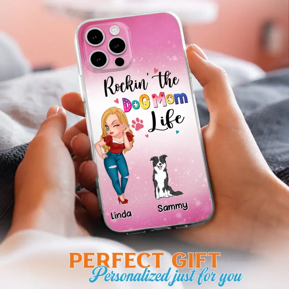 Personalized Dog Mom Phone Case - Up to 6 Dogs - Gift Idea For Dog Lover - Rockin' The The Dog Mom Life - Case for iPhone/Samsung