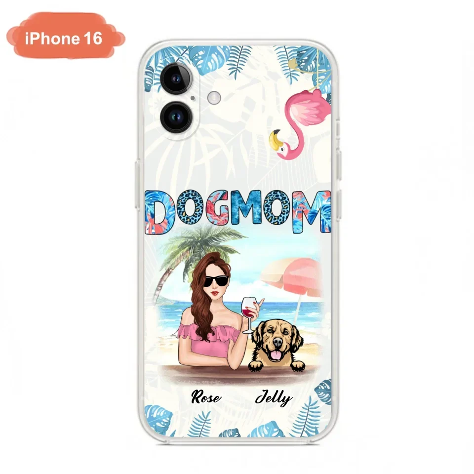 Custom Personalized Dog Mom Summer Patterned Phone Case - Upto 4 Dogs - Gift Idea For Dog Mom - Case For iPhone And Samsung