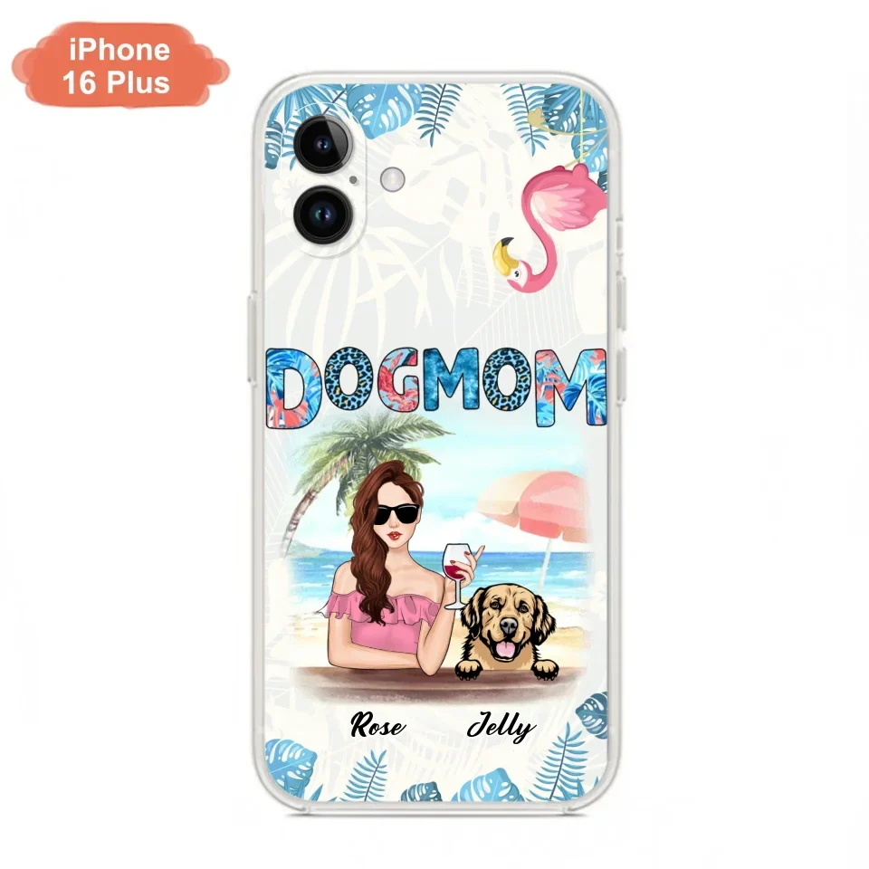 Custom Personalized Dog Mom Summer Patterned Phone Case - Upto 4 Dogs - Gift Idea For Dog Mom - Case For iPhone And Samsung