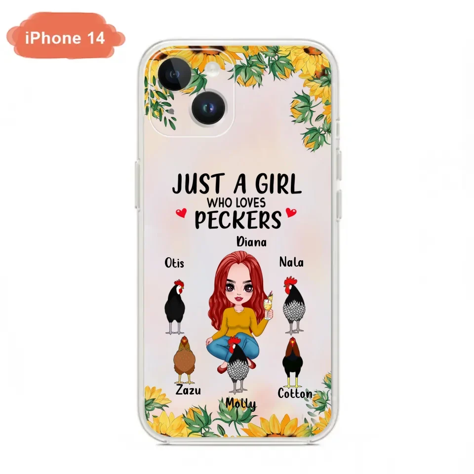 Personalized Chickens Phone Case - Up to 5 Chickens - Just A Girl Who Loves Peckers