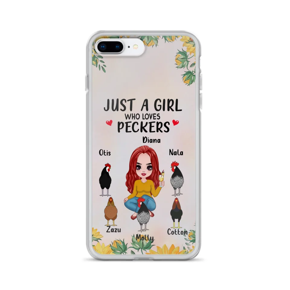Personalized Chickens Phone Case - Up to 5 Chickens - Just A Girl Who Loves Peckers