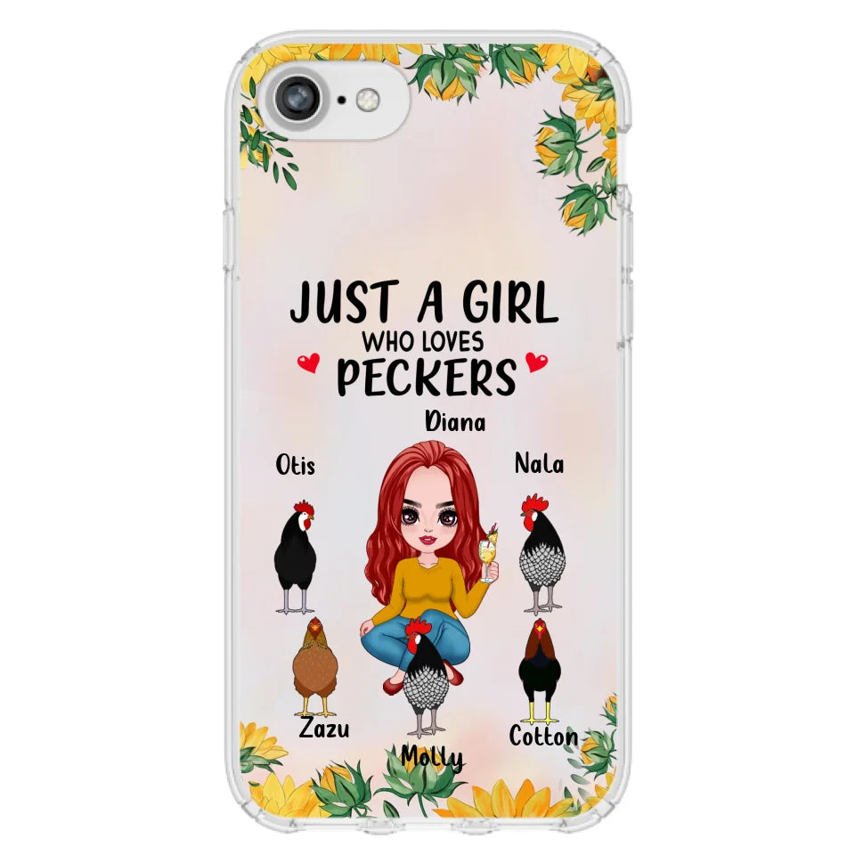Personalized Chickens Phone Case - Up to 5 Chickens - Just A Girl Who Loves Peckers