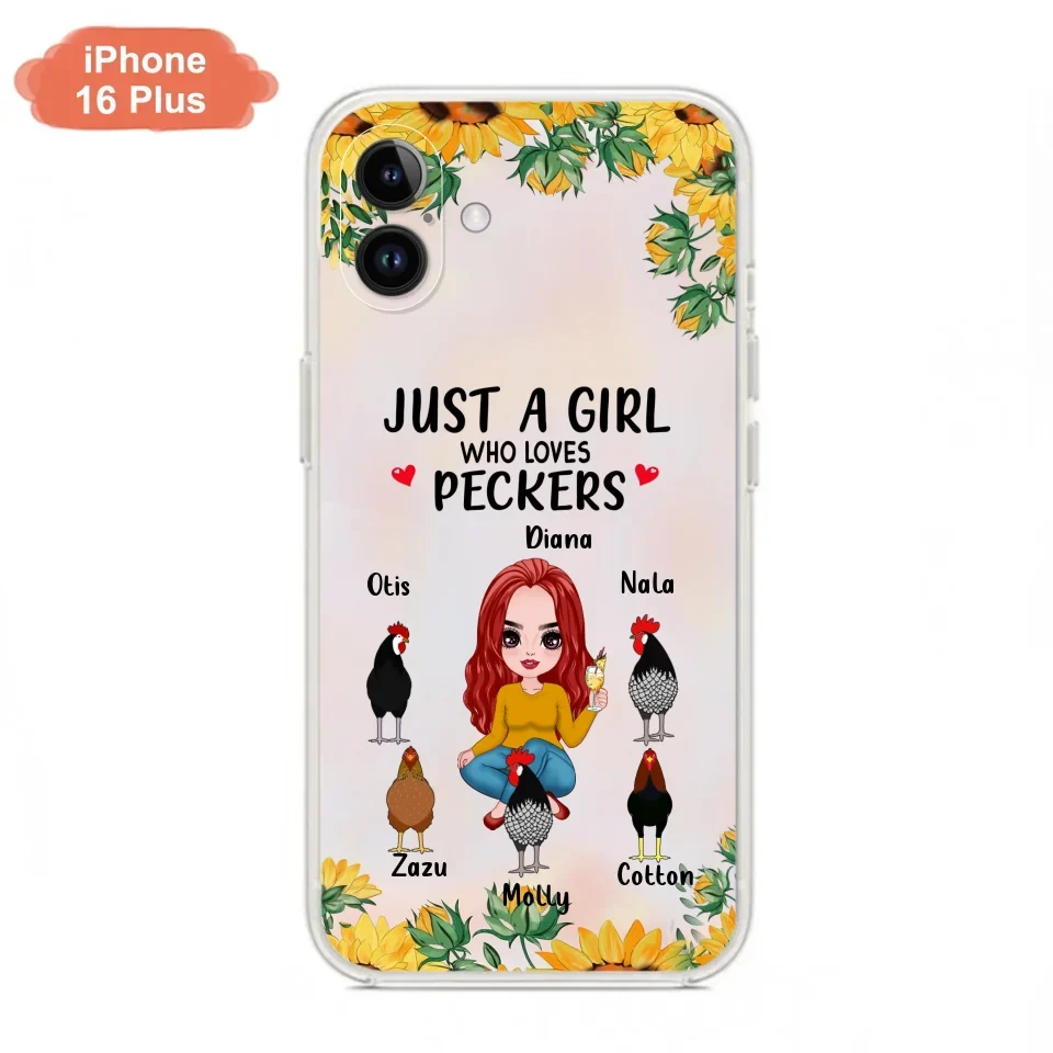 Personalized Chickens Phone Case - Up to 5 Chickens - Just A Girl Who Loves Peckers
