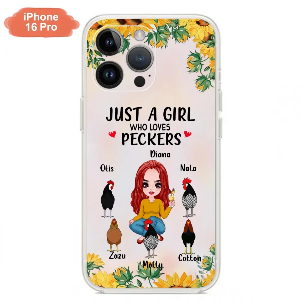 Personalized Chickens Phone Case - Up to 5 Chickens - Just A Girl Who Loves Peckers