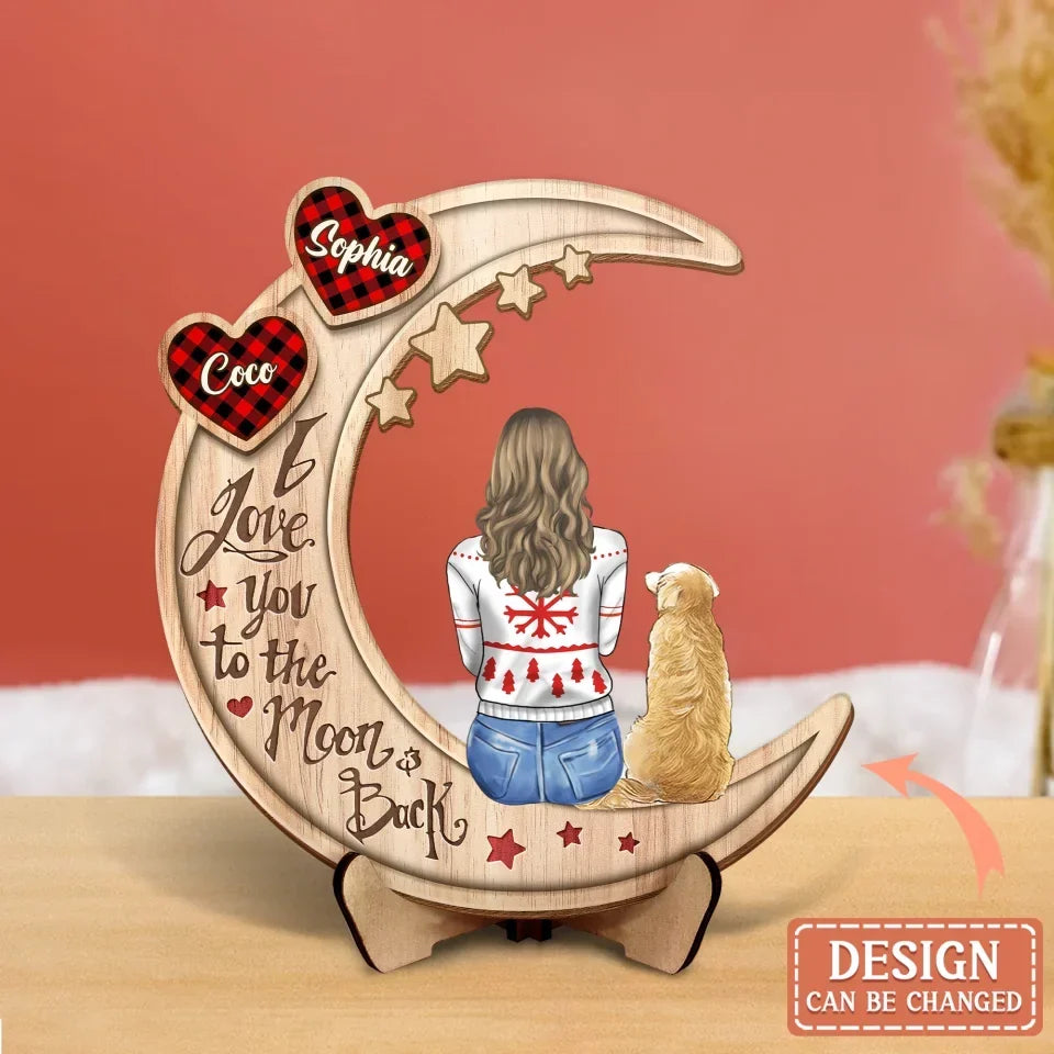 Personalized Memorial Dog Moon 2 Layered Wooden Art - Memorial Gift Idea For Dog/Cat/Rabbit Lover - You Were My Favorite Hello And My Hardest Goodbye