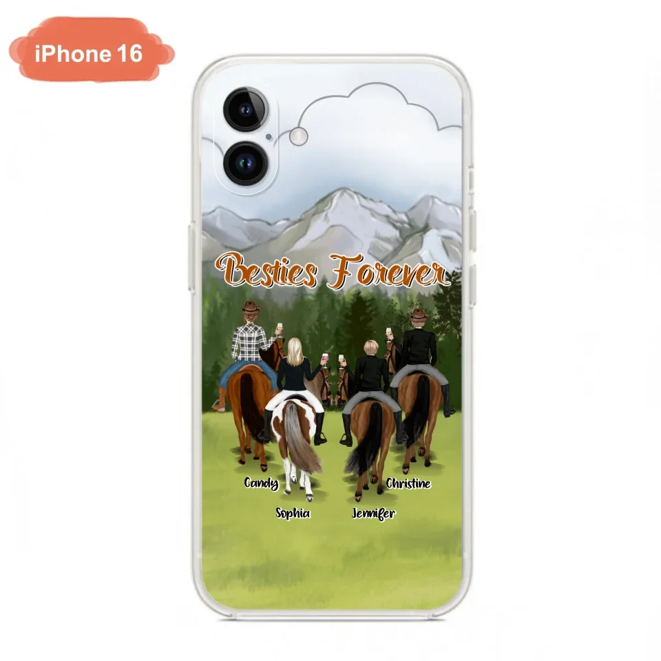 Custom Personalized Riding Horse Friends iPhone/Samsung Cases - Gift for Besties, Horse Lovers - Up to 4 Besties - Besties Forever