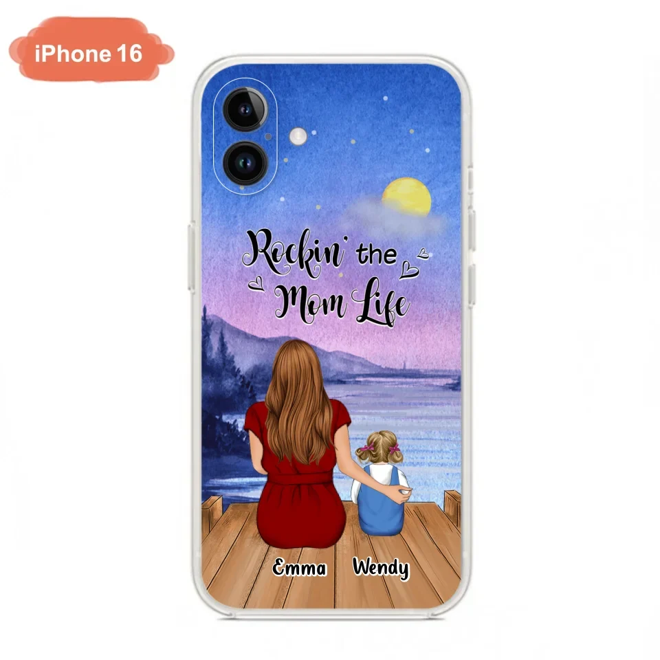 Custom Personalized Mom Phone Case - Mom With Upto 5 Children - Best Gift For Mother's Day/Family - Rockin' The Mom Life - Case for iPhone/Samsung