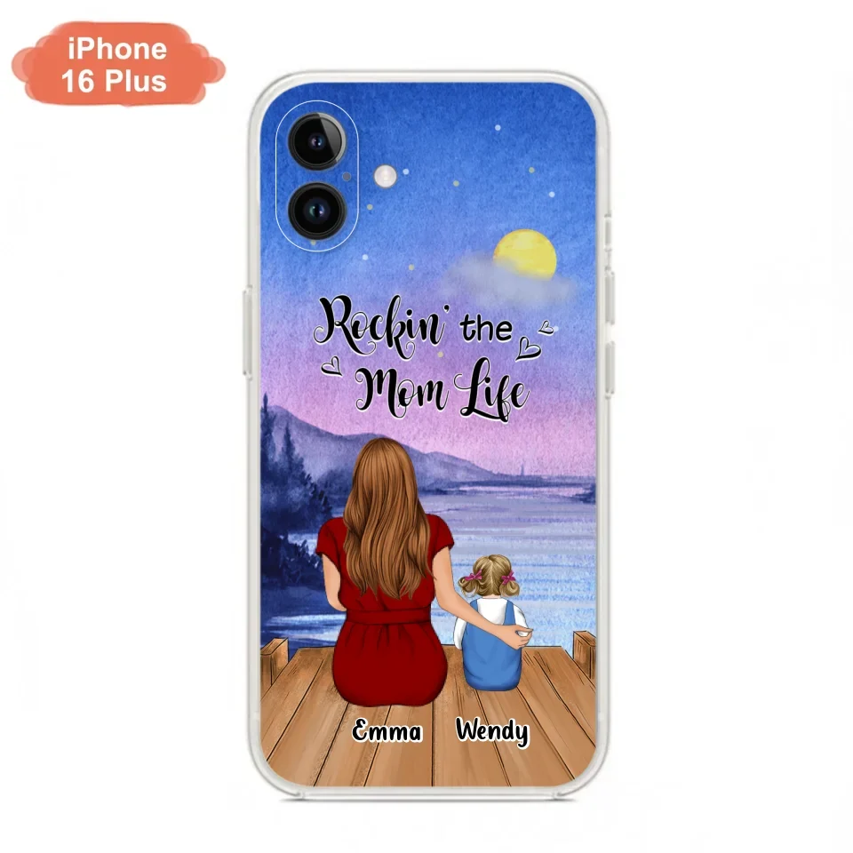 Custom Personalized Mom Phone Case - Mom With Upto 5 Children - Best Gift For Mother's Day/Family - Rockin' The Mom Life - Case for iPhone/Samsung