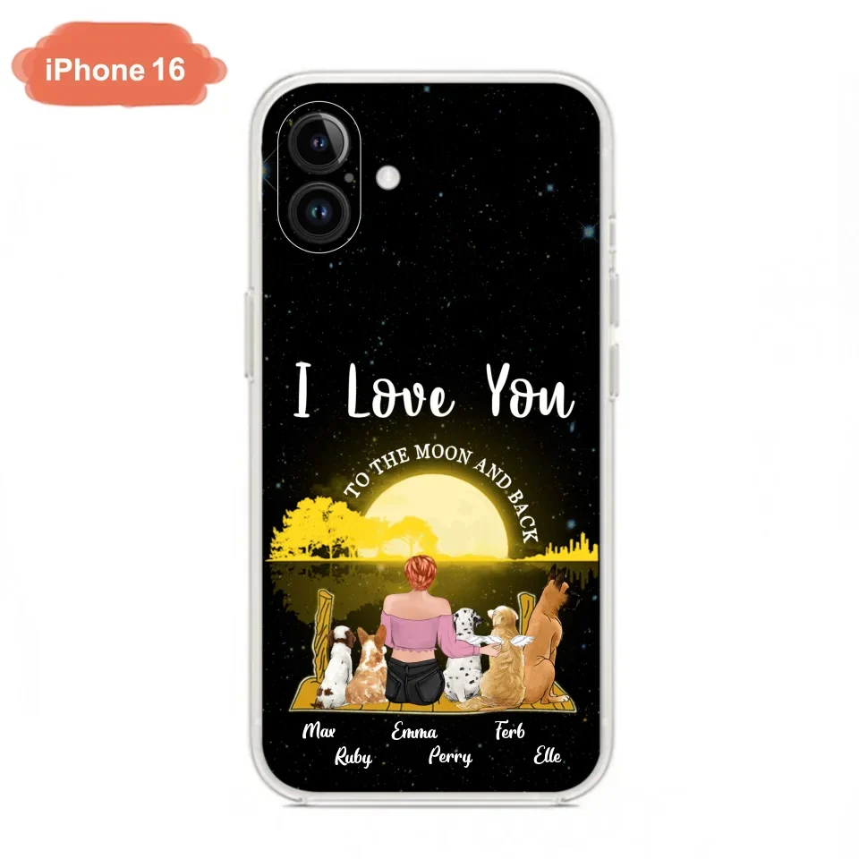Custom Personalized Girl & Pet Moon Light iPhone & Samsung Case - Gift Idea For Pet Lover with up 5 Pets - I Love You To The Moon and Back