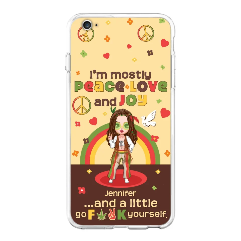 Custom Personalized Chibi Girl Case for iPhone/ Samsung - Gift Idea For Best Friend - I'm Mostly Peace Love and Joy