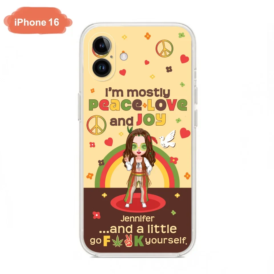 Custom Personalized Chibi Girl Case for iPhone/ Samsung - Gift Idea For Best Friend - I'm Mostly Peace Love and Joy