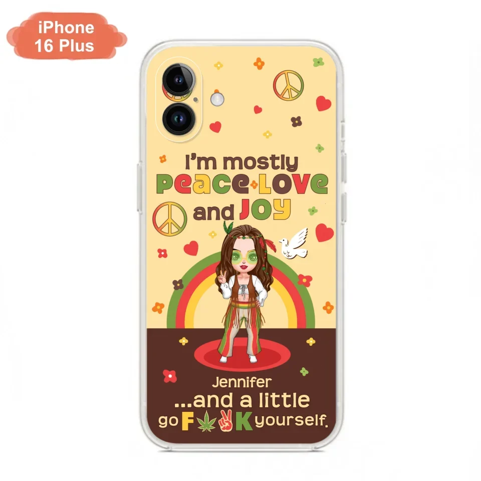 Custom Personalized Chibi Girl Case for iPhone/ Samsung - Gift Idea For Best Friend - I'm Mostly Peace Love and Joy