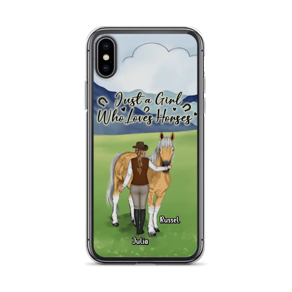 Custom Personalized Horse Girl Phone Case - Gift Idea For Horse Lovers/Horse Owners - Just A Girl Who Loves Horses - Case For iPhone & Samsung