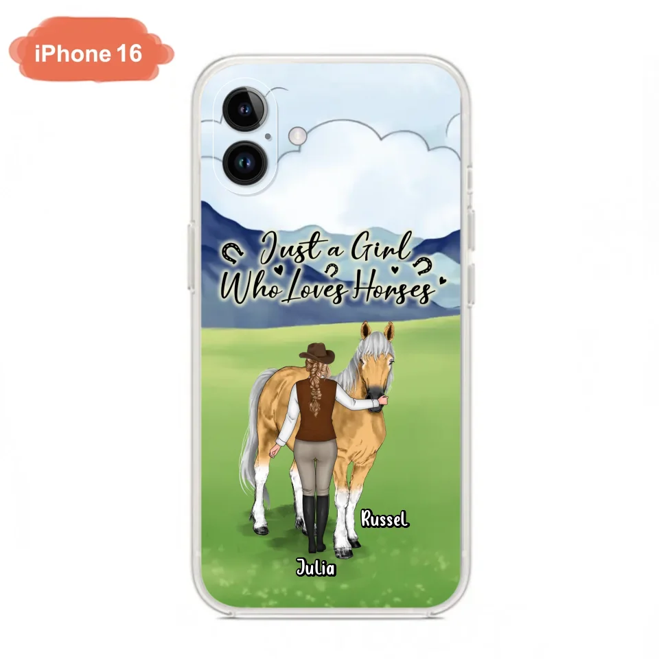 Custom Personalized Horse Girl Phone Case - Gift Idea For Horse Lovers/Horse Owners - Just A Girl Who Loves Horses - Case For iPhone & Samsung