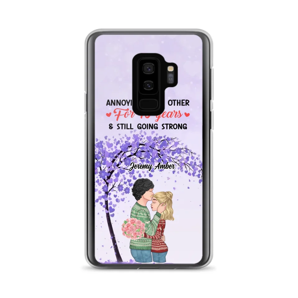 Custom Personalized Couple Kissing Phone Case - Gift Idea For Couple/Lovers - Annoying Each Other For 10 Years & Still Going Strong - Cases For iPhone & Samsung