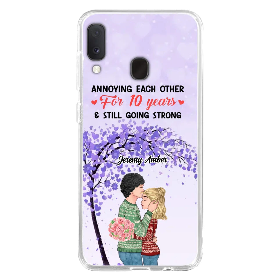 Custom Personalized Couple Kissing Phone Case - Gift Idea For Couple/Lovers - Annoying Each Other For 10 Years & Still Going Strong - Cases For iPhone & Samsung