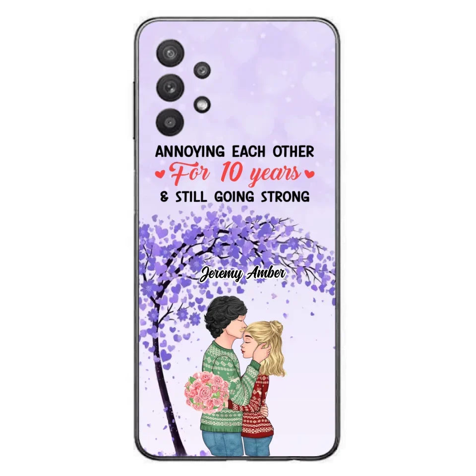 Custom Personalized Couple Kissing Phone Case - Gift Idea For Couple/Lovers - Annoying Each Other For 10 Years & Still Going Strong - Cases For iPhone & Samsung