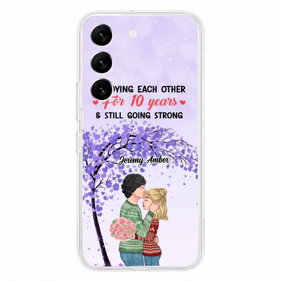 Custom Personalized Couple Kissing Phone Case - Gift Idea For Couple/Lovers - Annoying Each Other For 10 Years & Still Going Strong - Cases For iPhone & Samsung
