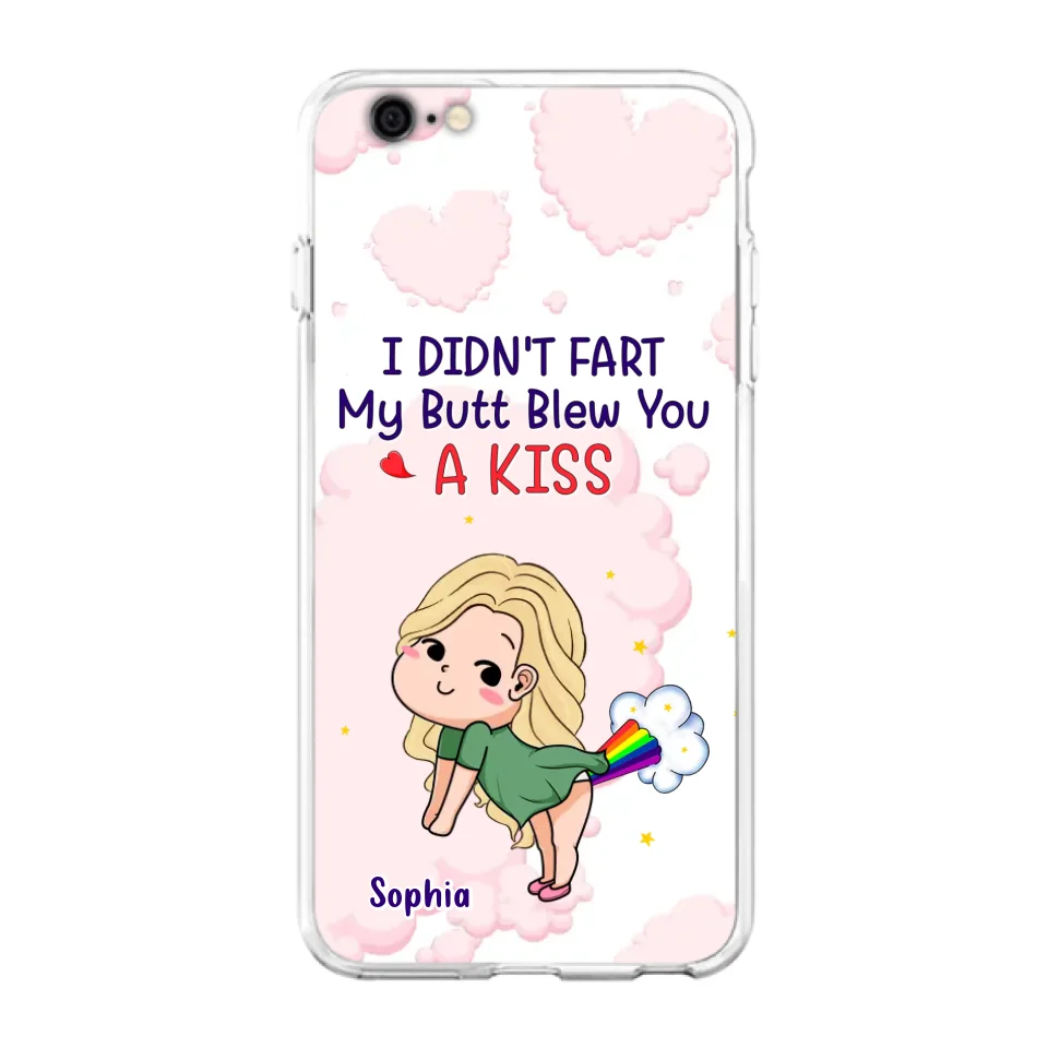 Personalized Fart Couple Phone Case - Funny Valentine's Day Gift For Couple - I Didn't Fart My Butt Blew You A Kiss - Case For iPhone And Samsung