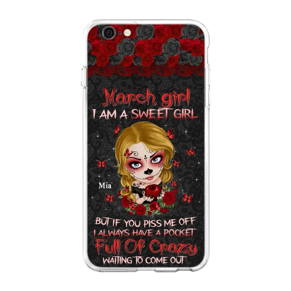 Custom Personalized Sweet Skull Girl Phone Case - Birthday Gift Idea For Girl/ Skull Lover - I Am A Sweet Girl - Case For iPhone And Samsung