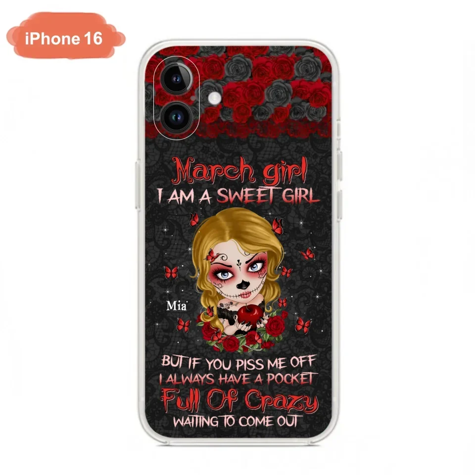Custom Personalized Sweet Skull Girl Phone Case - Birthday Gift Idea For Girl/ Skull Lover - I Am A Sweet Girl - Case For iPhone And Samsung
