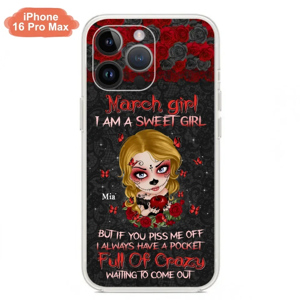 Custom Personalized Sweet Skull Girl Phone Case - Birthday Gift Idea For Girl/ Skull Lover - I Am A Sweet Girl - Case For iPhone And Samsung