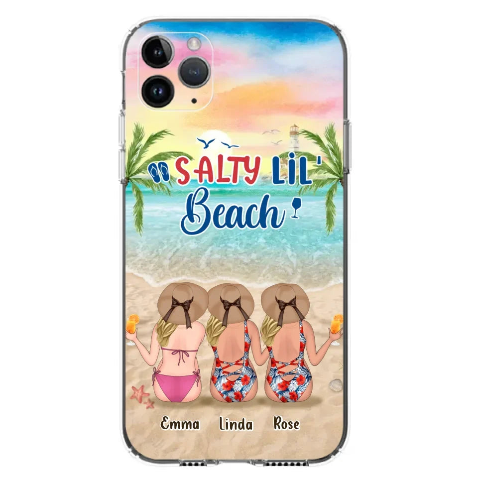 Personalized Beach Girls Phone Case - Up to 3 Girls - Gift Idea For Friends/Sisters - Salty Lil' Beach - Case For iPhone And Samsung