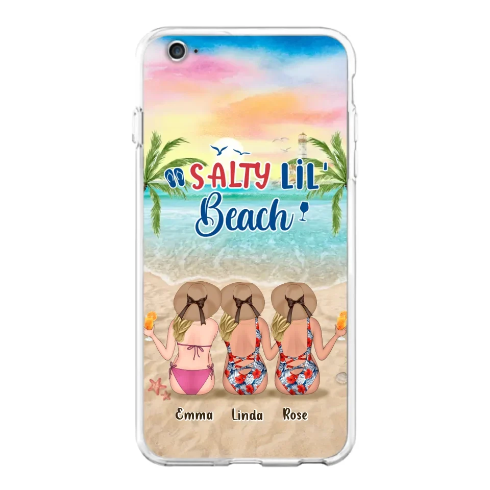 Personalized Beach Girls Phone Case - Up to 3 Girls - Gift Idea For Friends/Sisters - Salty Lil' Beach - Case For iPhone And Samsung